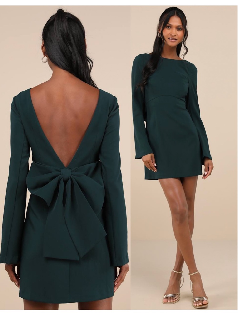 LULUS Open Back Bow Detail Bell Sleeve Whimsigoth Romantic Wedding Guest Dress M